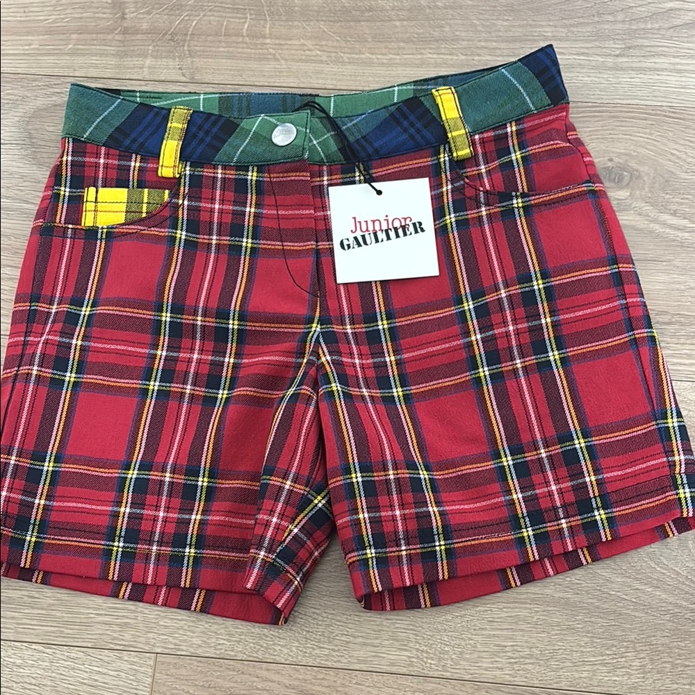 Junior Gaultier Red Plaid Kids Shorts